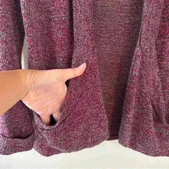 Kirra Purple Open Front Cardigan Sweater Size Large Long Cuffed Sleeve Pockets - Picture 9 of 14